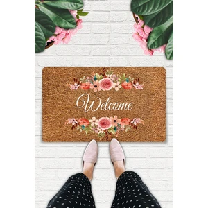 Uygur Home Çiçekli Welcome Temalı Coco Görünümlü Dekoratif Dış Kapı Önü ve Iç Mekan Paspası