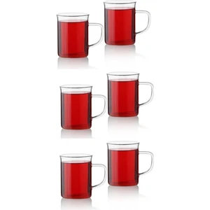 6'lı Isıya Dayanıklı Borosilikat Cam Bardak Kupa