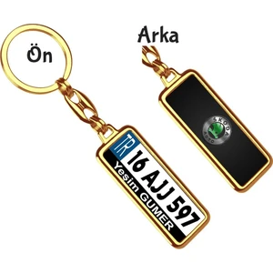 Hediye Zengini Kişiye Özel Skoda Fiber Logo Tema Plaka Anahtarlık