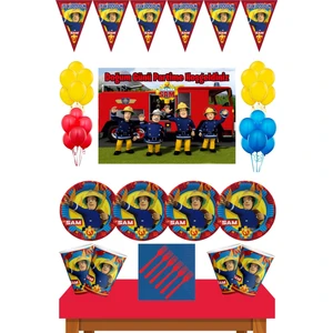 Parti Furyası Itfaiyeci Sam 16 kişilik  50X70 cm Afişli Doğum Günü Konsepti Parti Malzemeleri 