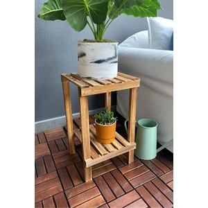 Ahşap 2 Raflı Saksılık Balkon Bahçe Çiçekliği Ykm MOB112