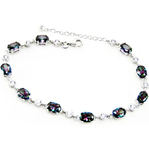 Lilah Gümüş Tr Gümüş Mistik Topaz Oval Taşlı Kadın Bileklik