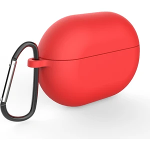 Huawei Buds Pro Için Karabinalı Koruyucu Silikon Kılıf - Kırmızı (Yurt Dışından)