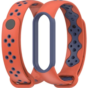 Xiaomi Mi Band 5/6/7 Turuncu+Gece Mavisi Için Tpu Saat Grubu