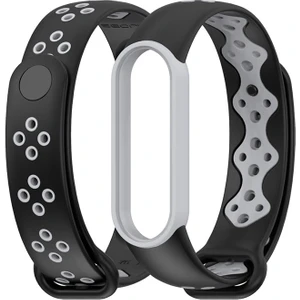 Xiaomi Mi Band 5/6/7 Siyah+Gri Için Tpu Watch Band