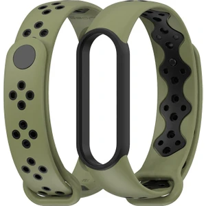Xiaomi Mi Band Için Tpu Watch Band 5/6/7 Ordu Yeşil+Siyah