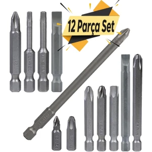 Klytek Matkap Bits Uç Vidalama Ucu Düz Yıldız Torx Uç (12 Parça)