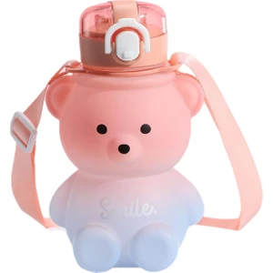 800ML Ayı Su Bardağı Taşınabilir Saman Su Bardağı Öğrenci Su Bardağı Çocuk Su Bardağı Kız Plastik Su Bardağı (Yurt Dışından)