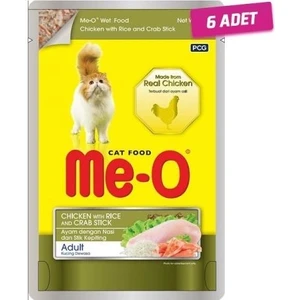 Me-O 6 Adet - Meo Tavuk Pirinç ve Yengeçli Yetişkin Kedi Konservesi 80 gr