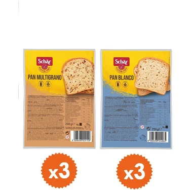 Schar Glutensiz Ekmek Seti Pan Blanco Pan Multigrano Dilimli Ekmek 6 x 250