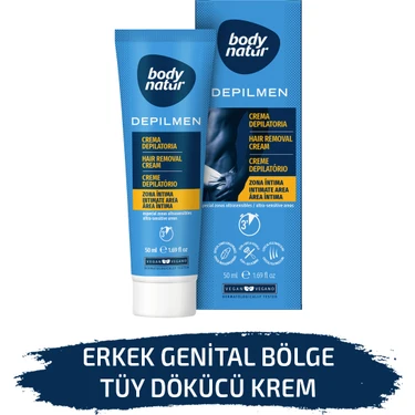 Body Natur Erkek Genital Bölge Tüy Dökücü Krem 50 ml – Aloe Vera ve Shea Yağı İçeren Ultra Hassas