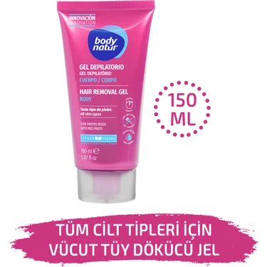 Body Natur Vücut Tüy Dökücü Jel Tüm Ciltler Için Kırmızı Meyve Kokulu Krem - Hair Removal Gel Body