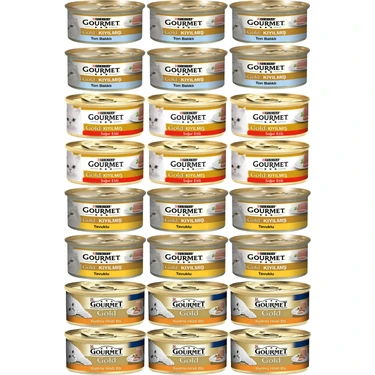 Gourmet Gold 85 gr 24'lü Yetişkin Konserve Kedi Maması Karışık 