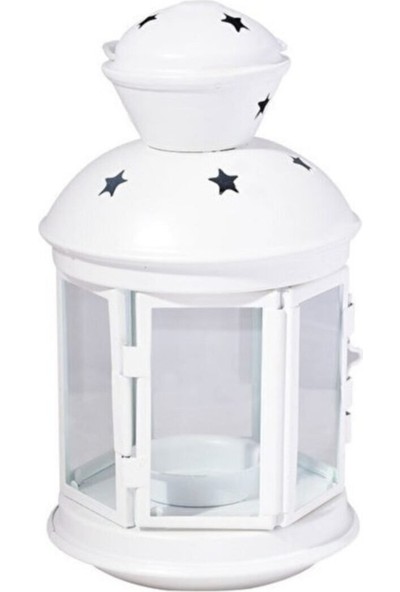 Rotera Tealight Mum Feneri Askılı Mumluk Dekoratif Fener 21 cm Beyaz