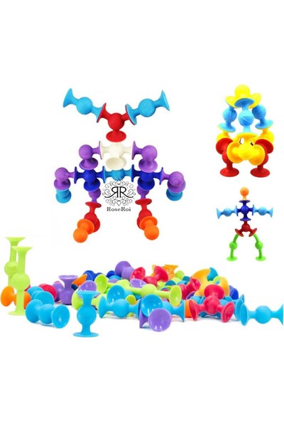 Hyd 25 Parça Vantuzlu Vakum Molekül Yapı Silikon Taşları Popit Duyusal Eğitici Oyuncak Squigz LEGO