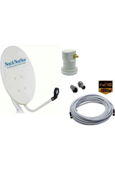 Next NextStar 70CM Çanak Anten Set Çanak Anten+Lnb1(Tekli)+10 Metre Kablo -Tekli Lnb
