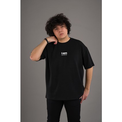 Oversize Modal Kumaş Sıfır Yaka Baskılı Erkek T-Shirt fiyatları
