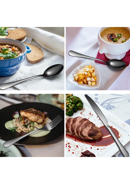 16 Parça Paslanmaz Çelik Çatal/bıçak/kaşık Takımı - Siyah (Yurt Dışından) fiyatları