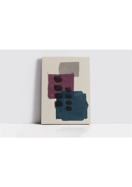 Mavi ve Bordo Desenler 3'lü Set Kanvas Tablo