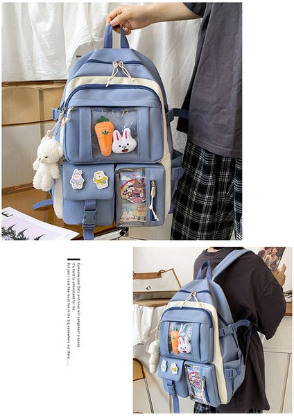 Oxford Kumaş Su Geçirmez Okul Çantası Seti - Mavi (Yurt Dışından) fiyatları