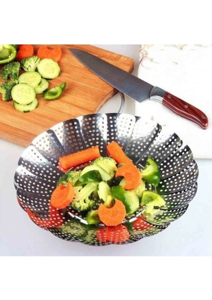 Katlanabilir Buharda Sebze Pişirme Haşlama Aparatı