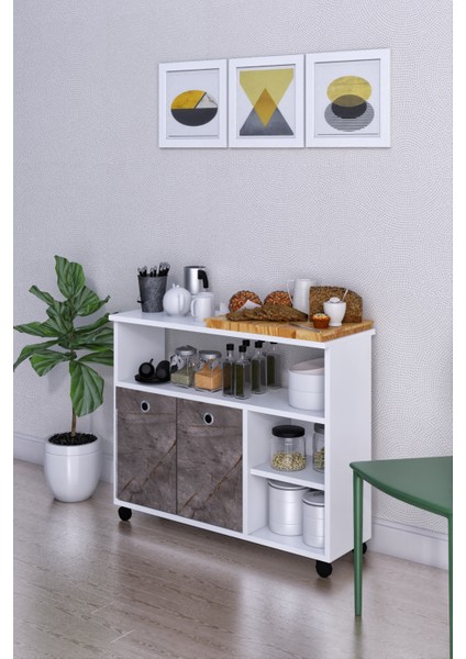 Taşınabilir Çok Amaçlı 2 Kapaklı Katlı Mutfak Ve Salon Masası Mdf