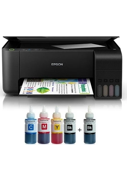 Epson Tanklı L3250 Mürekkepli Tanklı Yazıcı (1 Siyah Mürekkep Hediyeli)