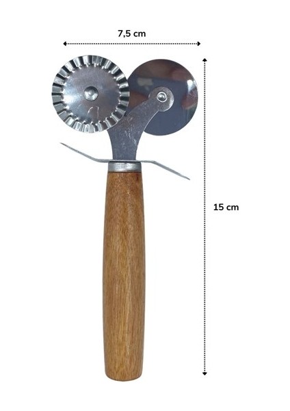 Ahşap Saplı 2li Hamur Kesme Ruleti Düz ve Dalgalı Pizza Börek Kesici Aparatı modelleri