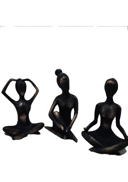 3'lü Yoga Siyah Gold Biblo 20*8 -20*8-20*8 cm