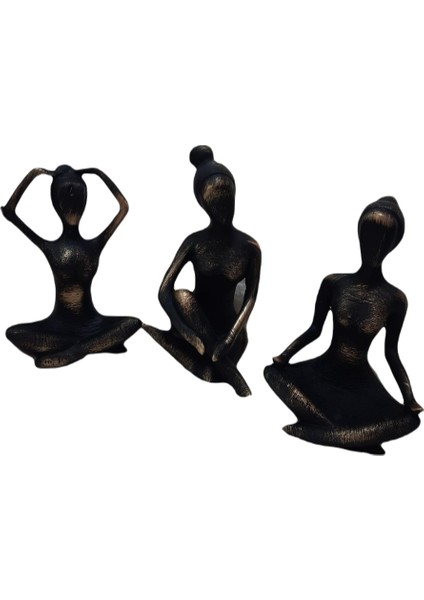 3'lü Yoga Siyah Gold Biblo 20*8 -20*8-20*8 cm