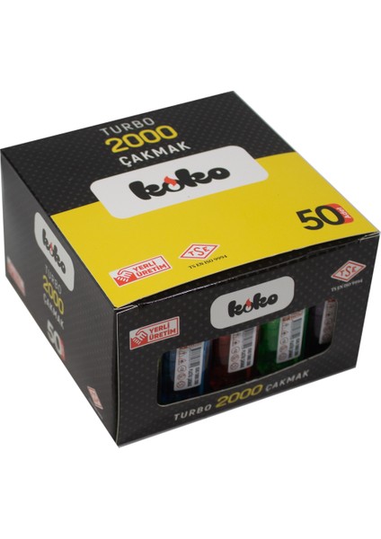 Çakmak Koko Turbo 2000 Rüzgarda Sönmeyen Solid Çakmak 50'li