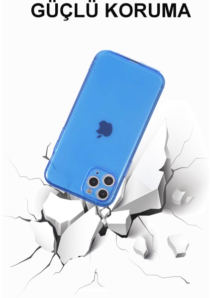 Apple iPhone 11 Pro Max Kapak Kamera Korumalı Neon Renkli Silikon Kılıf - Neon Mavi