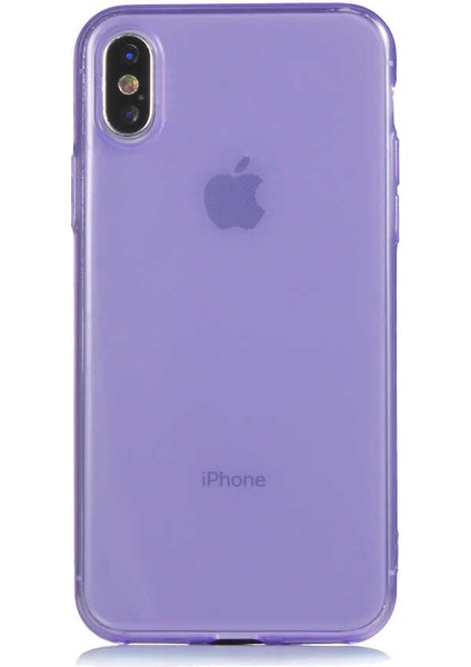 Apple iPhone x Kapak Kamera Korumalı Neon Renkli Silikon Kılıf - Neon Mor