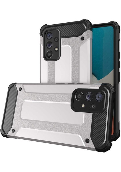 Samsung Galaxy A73 Kapak Çift Katmanlı Zırh Tank Kılıf - Gri