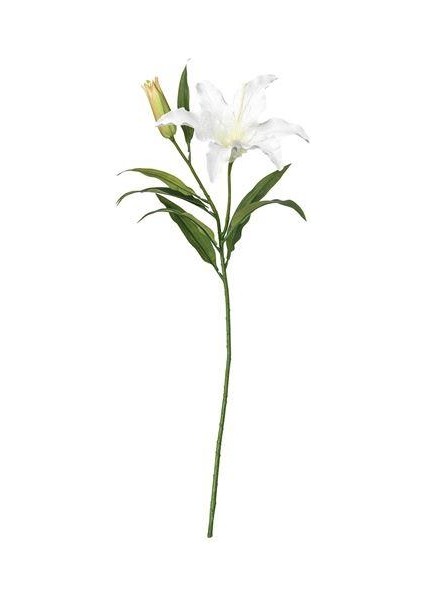 Yapay Çiçek, Zambak-Beyaz 85 cm 1 Dal Beyaz Çiçek Ev Dekorasyonu