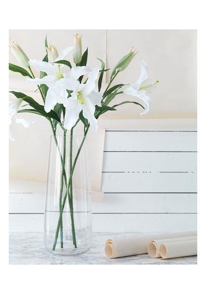 Yapay Çiçek, Zambak-Beyaz 85 cm 1 Dal Beyaz Çiçek Ev Dekorasyonu fırsatları