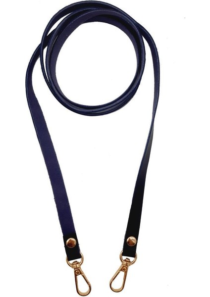 Spagetti Model Dikişsiz Çanta Sapı Lacivert Renk Light Gold Metal