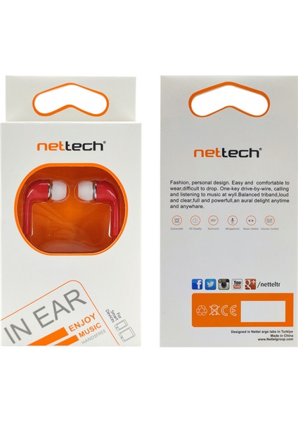 NT-112 Stereo 3.5 mm Kablolu Kulakiçi Kulaklık Kırmızı