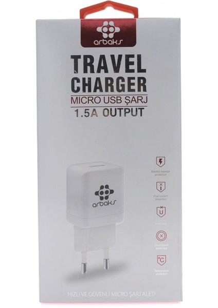 ARB-003 Plastik 1500 mAh 1 Çıkışlı + Lightning Data Kablo Ev Tipi Şarj Cihazı