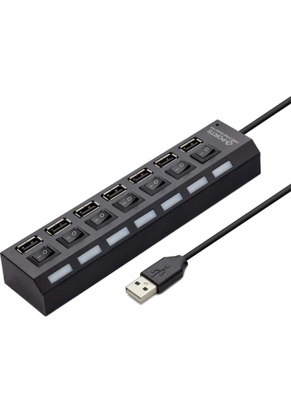 HD102 USB 2.0 7 Port USB Anahtarlı Çoklayıcı USB Hub