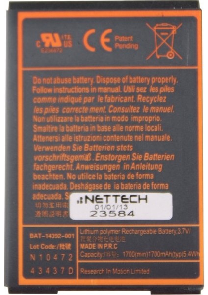 BlackBerry Bold 9700 Uyumlu AA Kalite 1100 mAh Batarya