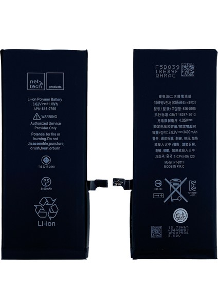 Nettech Apple iPhone 6 Plus Uyumlu Güçlendirilmiş Batarya 3400 mAh Kapasite + Tamir Seti ve Yapışkan Bant Hediye