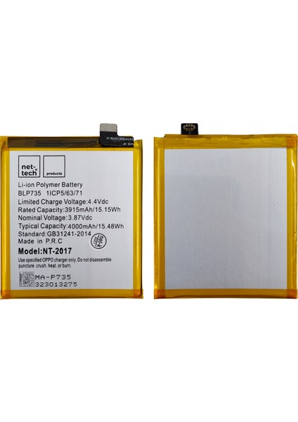 Oppo Reno 2 Uyumlu 3915 Mah Batarya