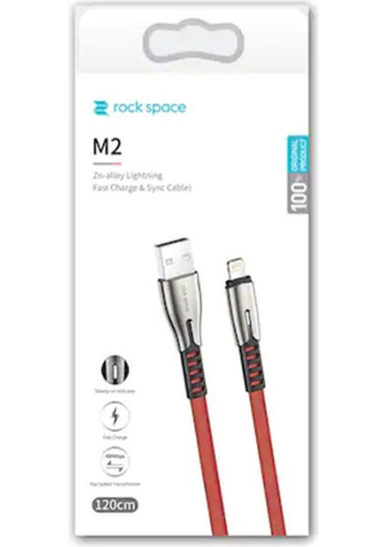 M2 Zn-Alloy 120 Cm. Lightning Hızlı Şarj ve Data Kablosu Siyah