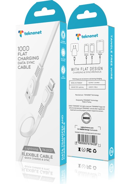 TN-DC07 Plastik 100 cm Lightning Şarj ve Data Kablosu