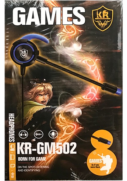 KR-GM502 Mikrofonlu Kulak Içi Oyuncu Kulaklığı Kırmızı