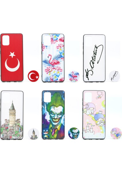 Samsung Galaxy A71 Uyumlu Desenli Popsocket Arka Koruma