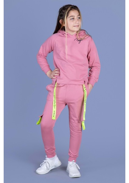 Toontoy Kız Çocuk Reglan Kol Şerit Detaylı Baskılı Takım indirimleri