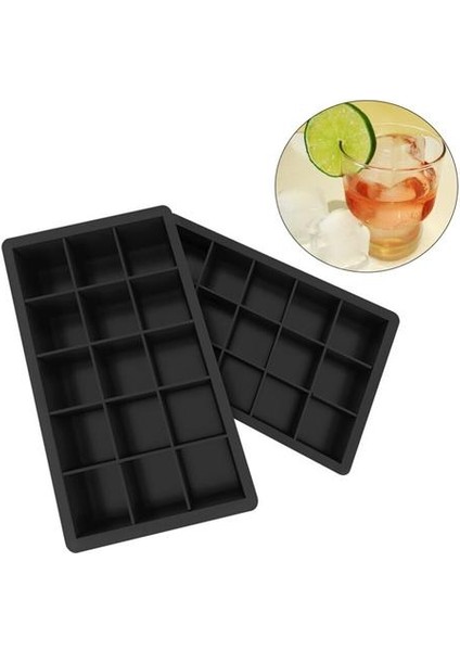 Silikon Buz Küpü Tepsileri Kalıpları Kolay Serbest Bırakma Kare Şekil Şeker Kek Pudingi Çikolata Kalıpları (18.5 cm * 11.5 cm * 3.5 Cm, Siyah)