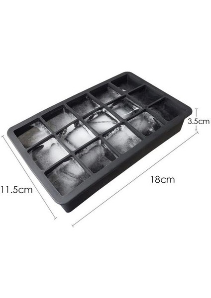 Silikon Buz Küpü Tepsileri Kalıpları Kolay Serbest Bırakma Kare Şekil Şeker Kek Pudingi Çikolata Kalıpları (18.5 cm * 11.5 cm * 3.5 Cm, Siyah)